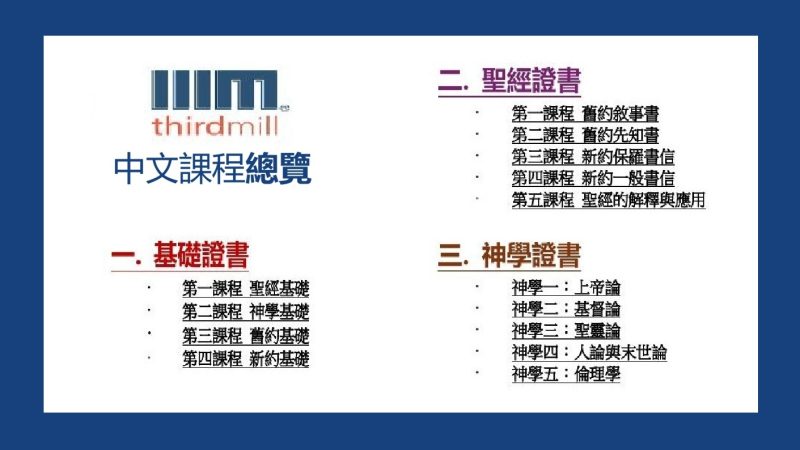 免費神學課程總覽